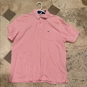 Vineyard Vines Pink and White Striped Polo Shirt